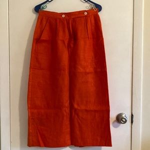 Vintage orange linen skirt